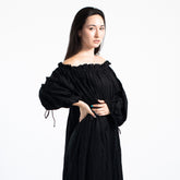 Gathered maxi dress black