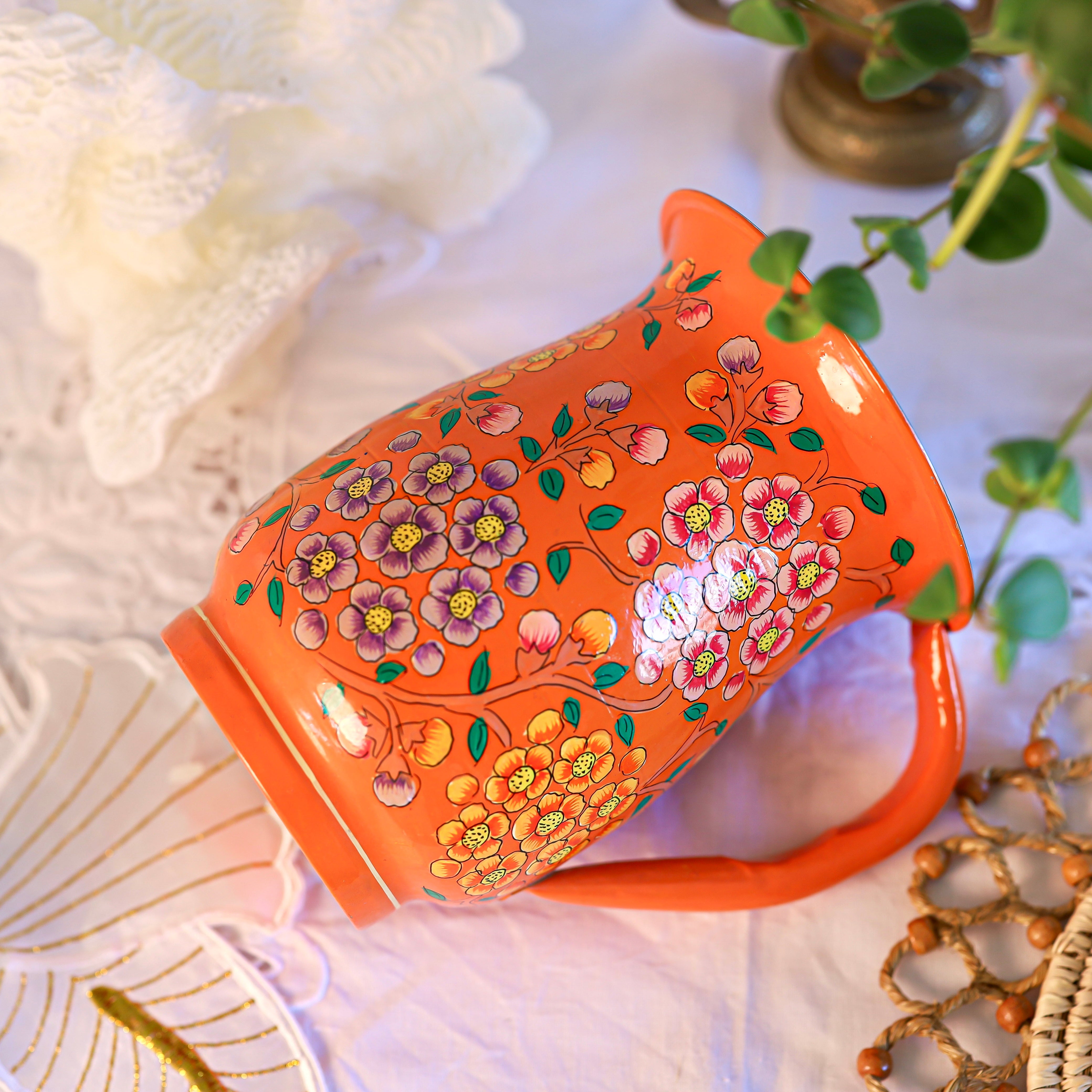 Orange Blossom Enamel Jug
