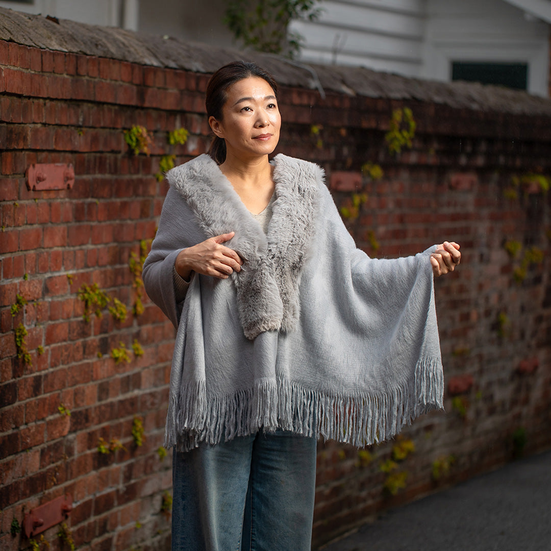 Faux Fur Wool Scarf