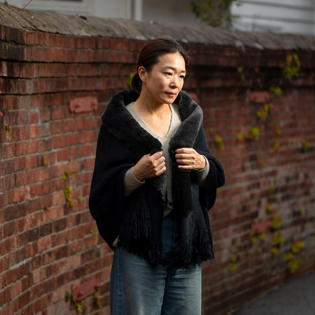 Faux Fur Wool Scarf