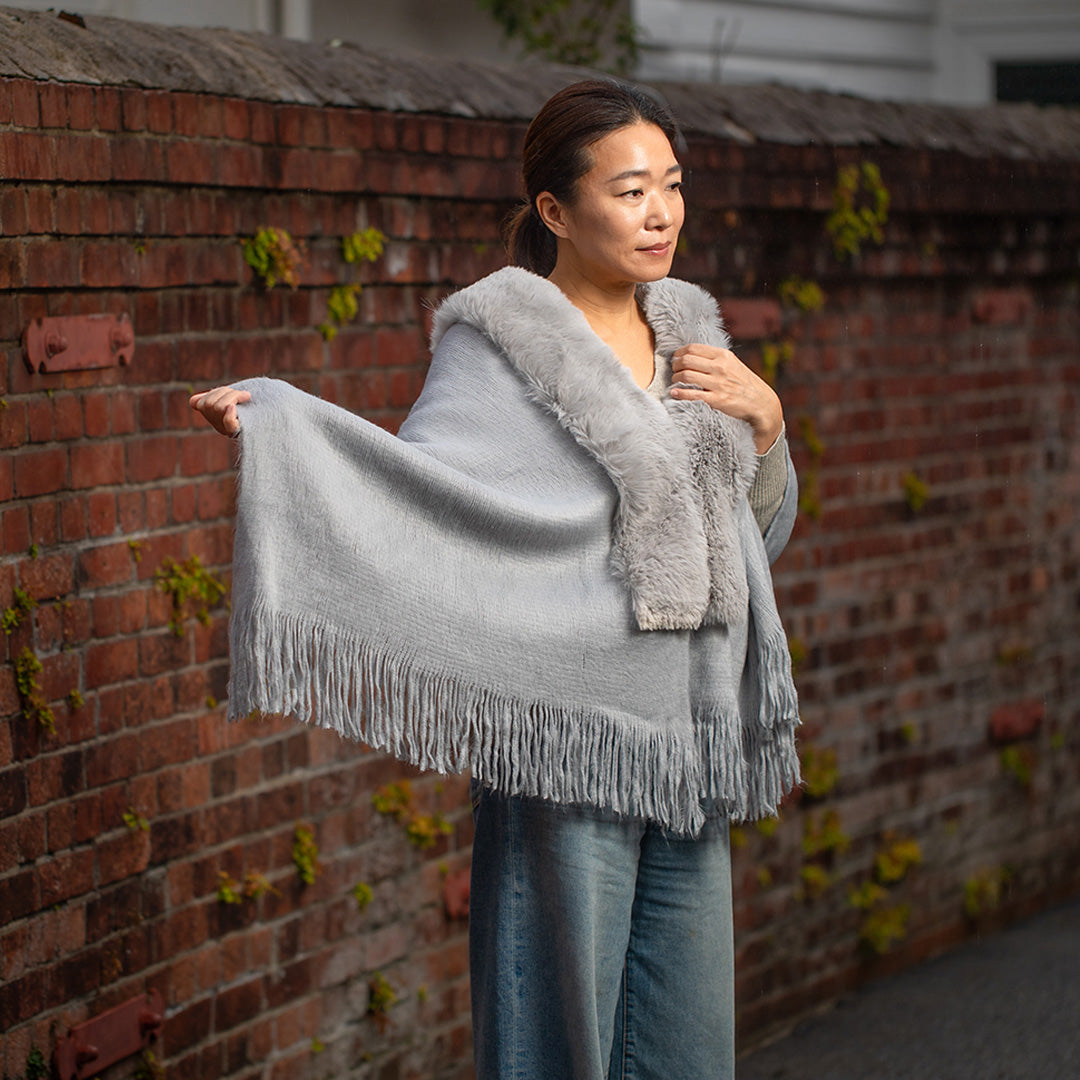 Faux Fur Wool Scarf