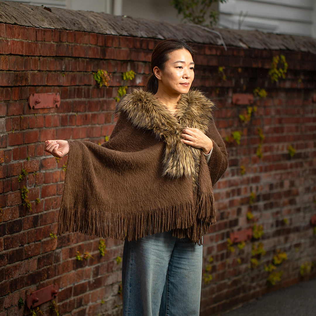 Faux Fur Wool Scarf