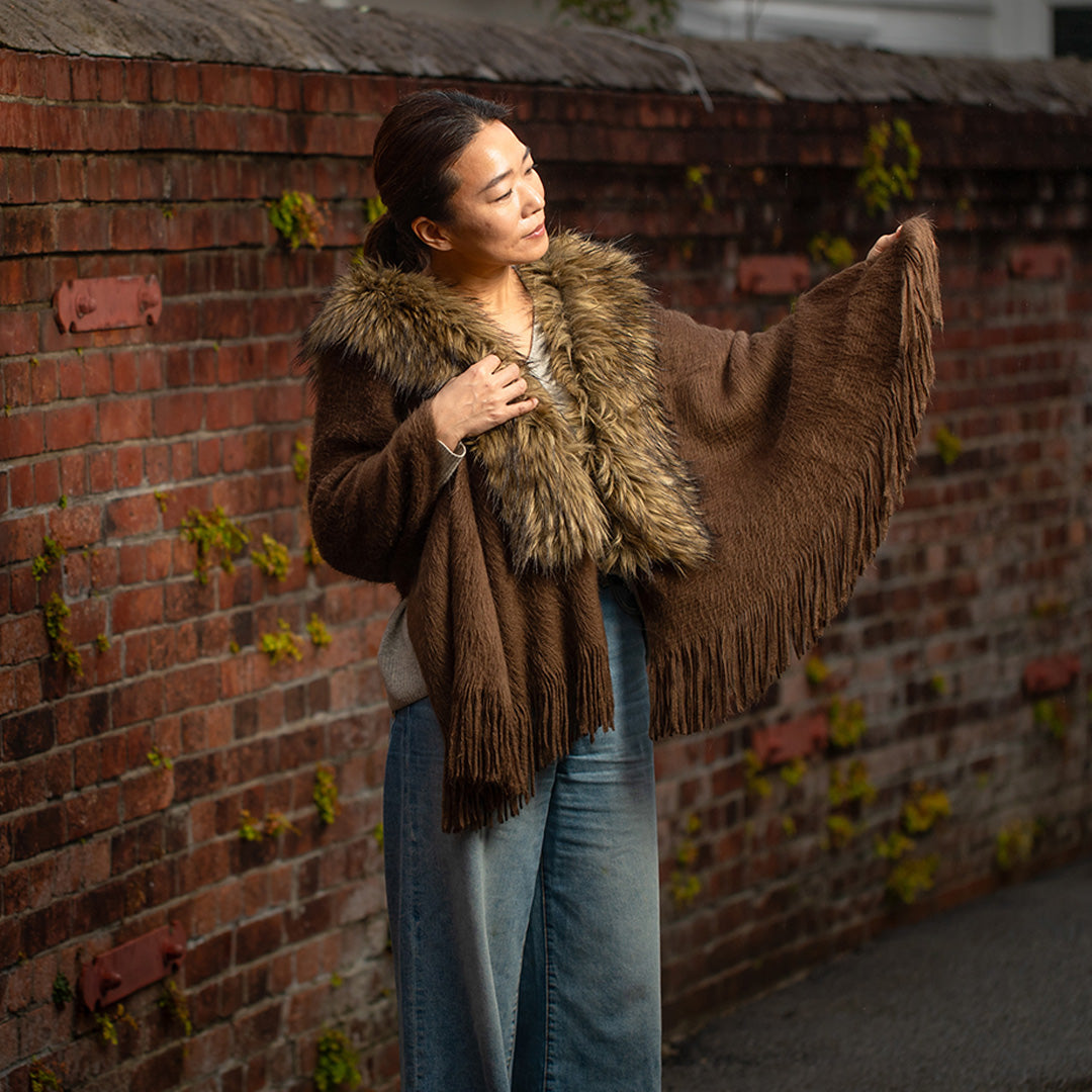 Faux Fur Wool Scarf