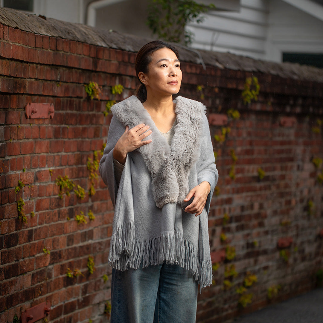 Faux Fur Wool Scarf
