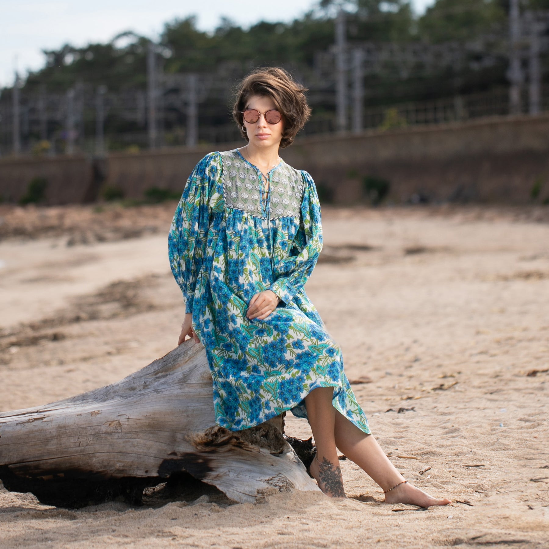 Aria Midi Dress - Blue
