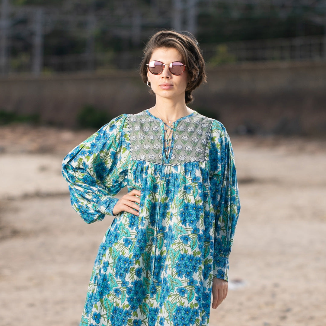 Aria Midi Dress - Blue