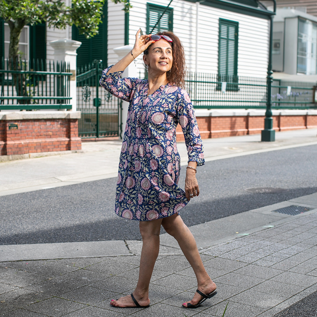 Bahaar Tunic Dress - Navy
