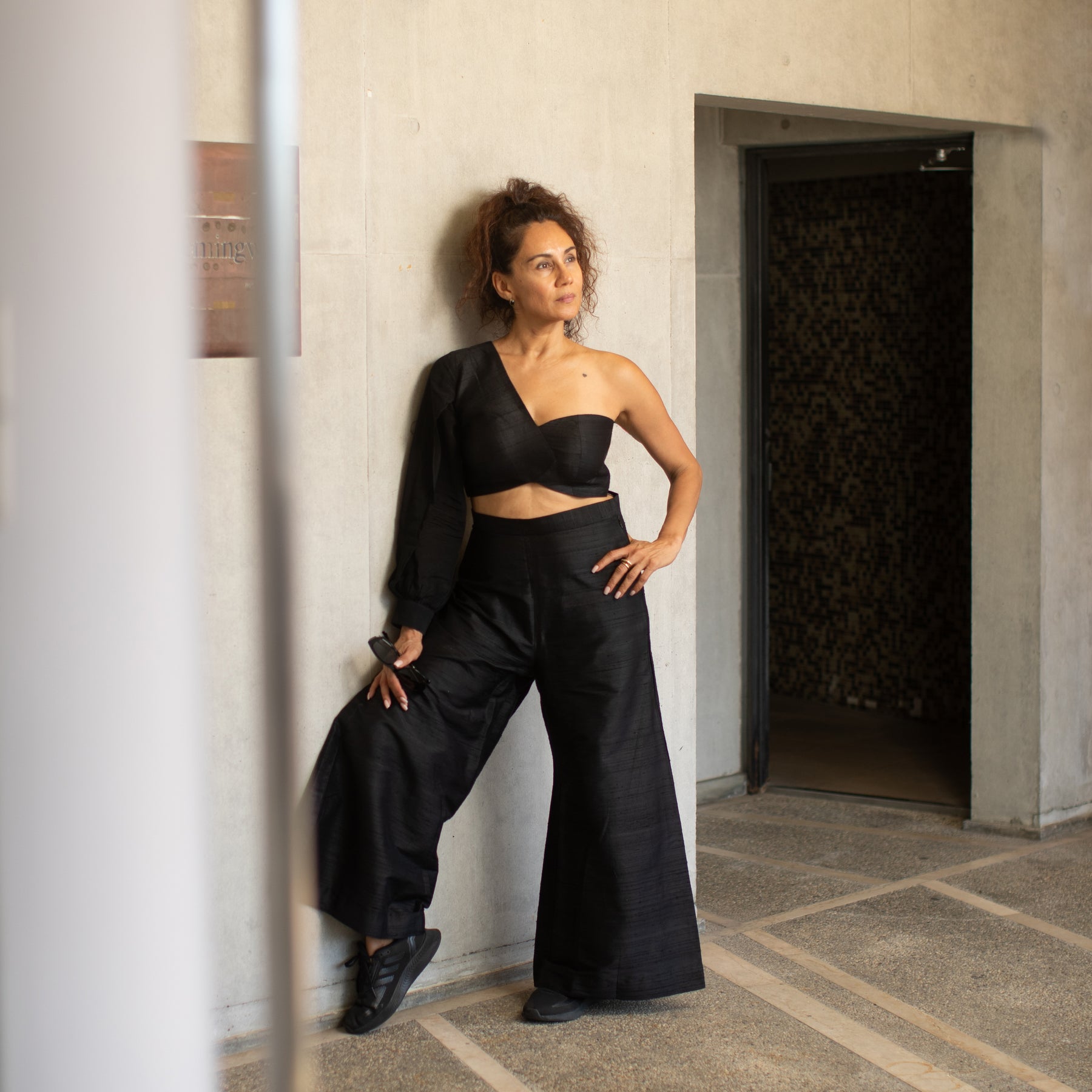 Meera Silk Coord set - Black