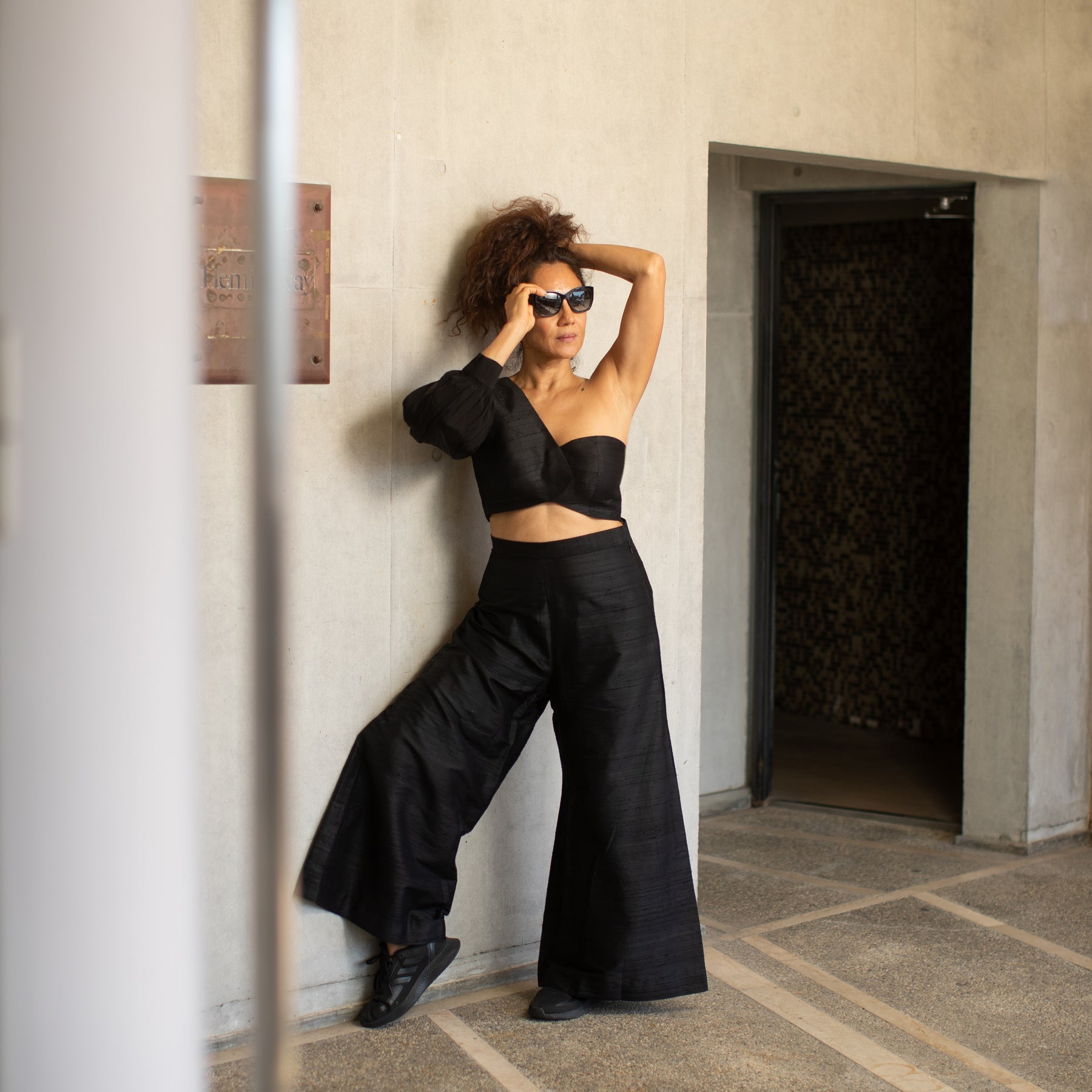 Meera Silk Coord set - Black