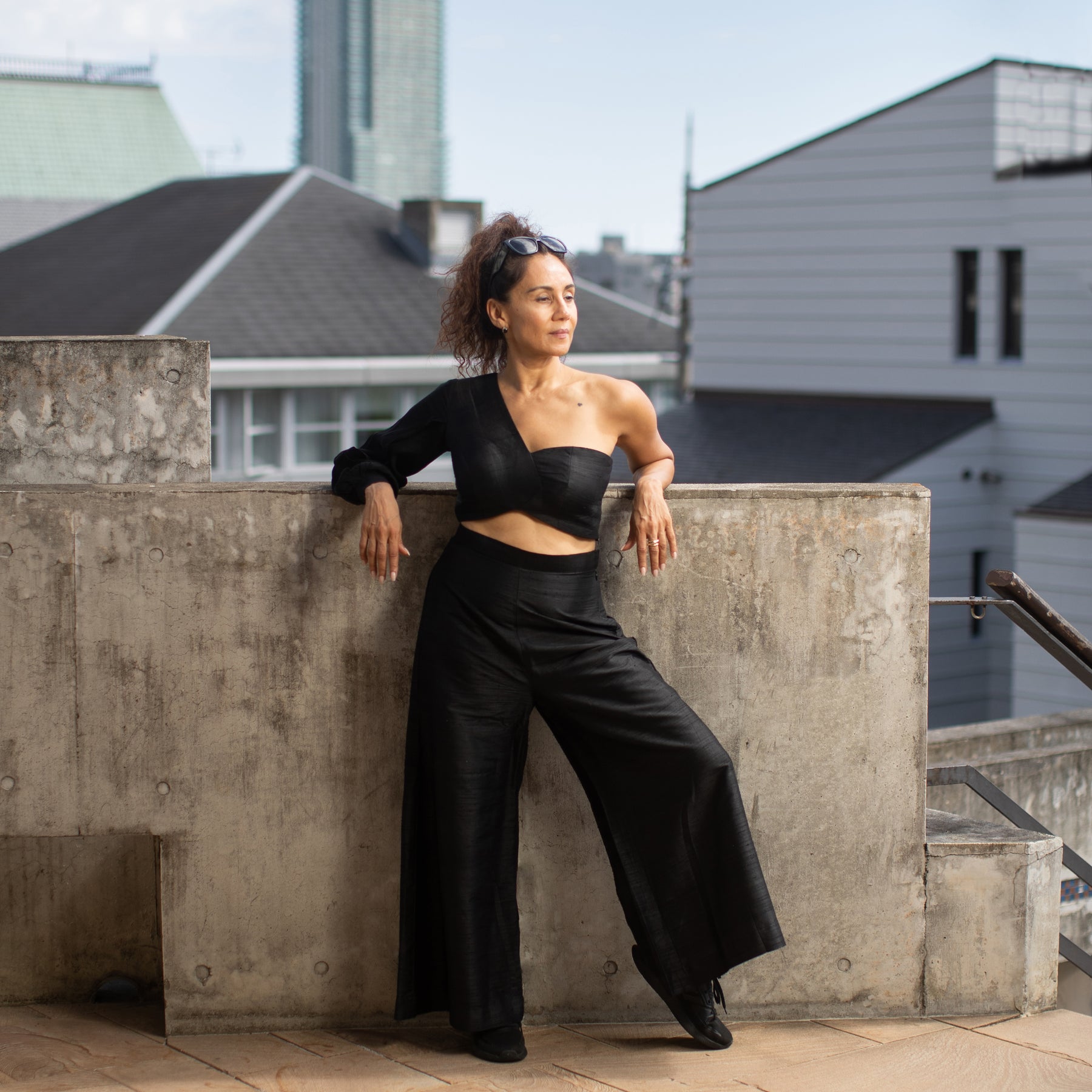 Meera Silk Coord set - Black