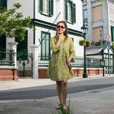 Block print tunic dress (green)