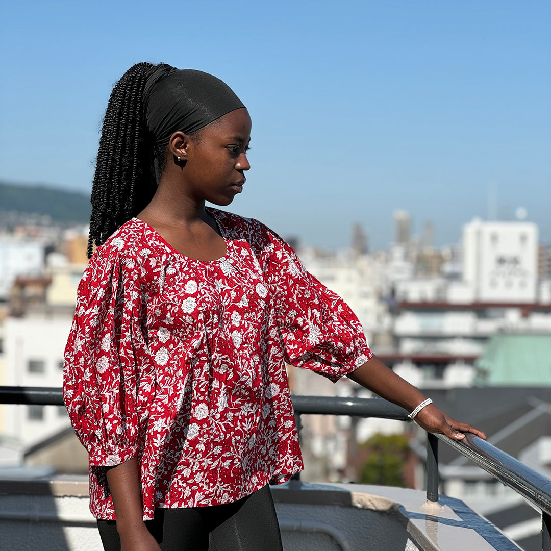 Botanical Cotton Blouse - Red