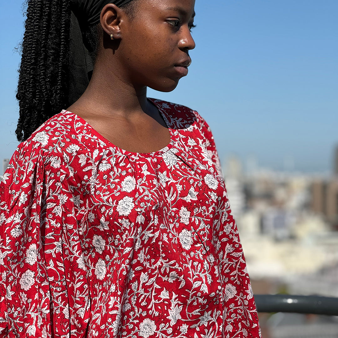 Botanical Cotton Blouse - Red