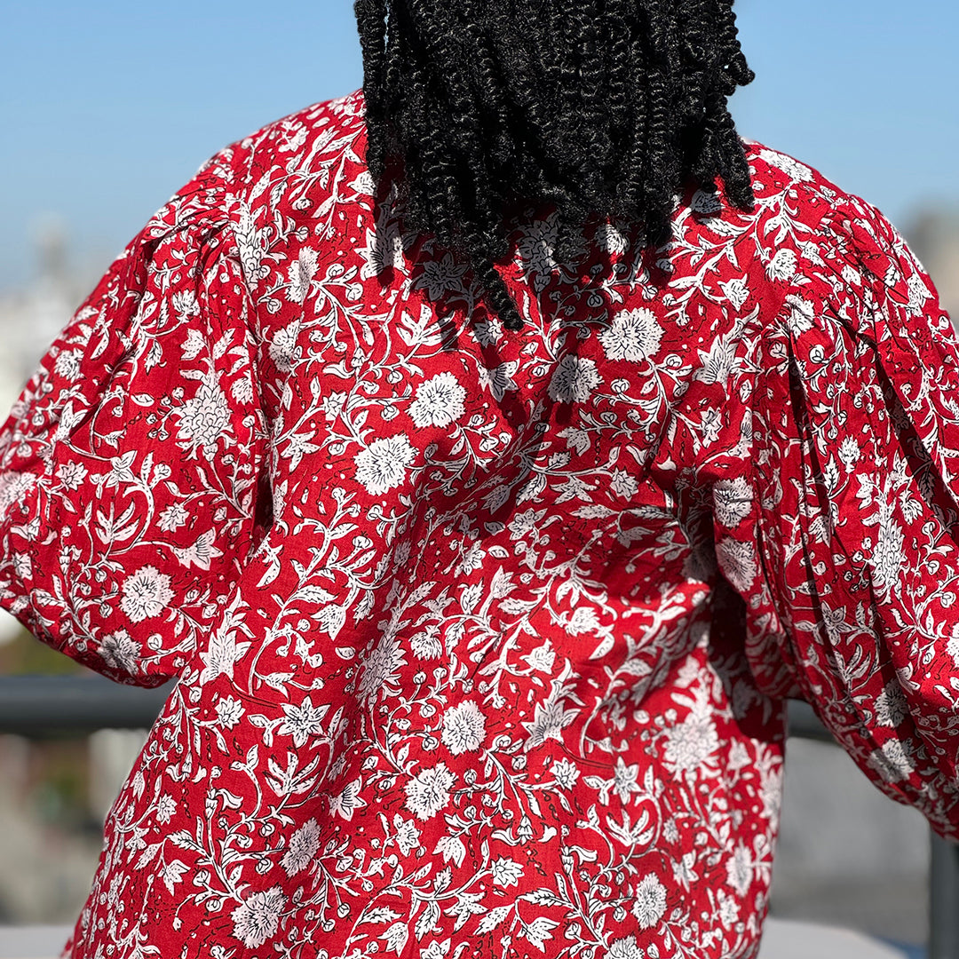 Botanical Cotton Blouse - Red