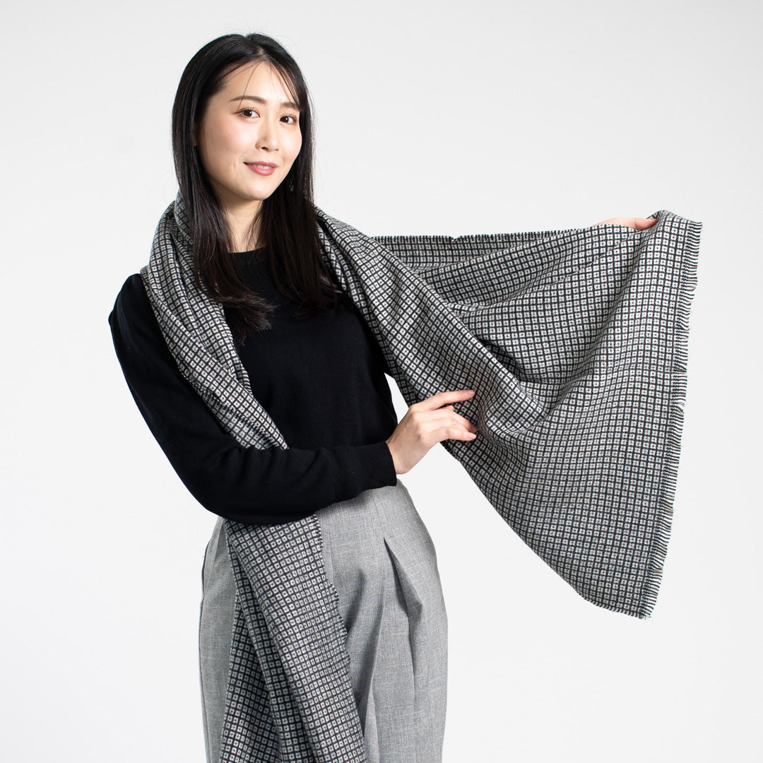 Indian Yak wool Scarf - Black and White Check