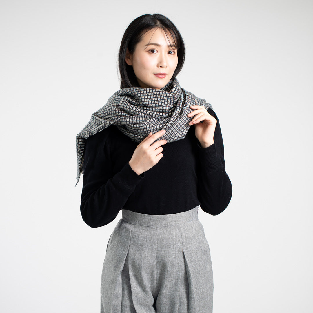 Indian Yak wool Scarf - Black and White Check