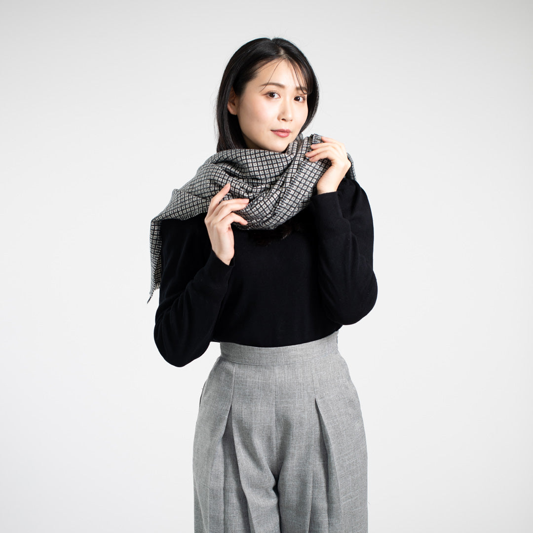 Indian Yak wool Scarf - Black and White Check