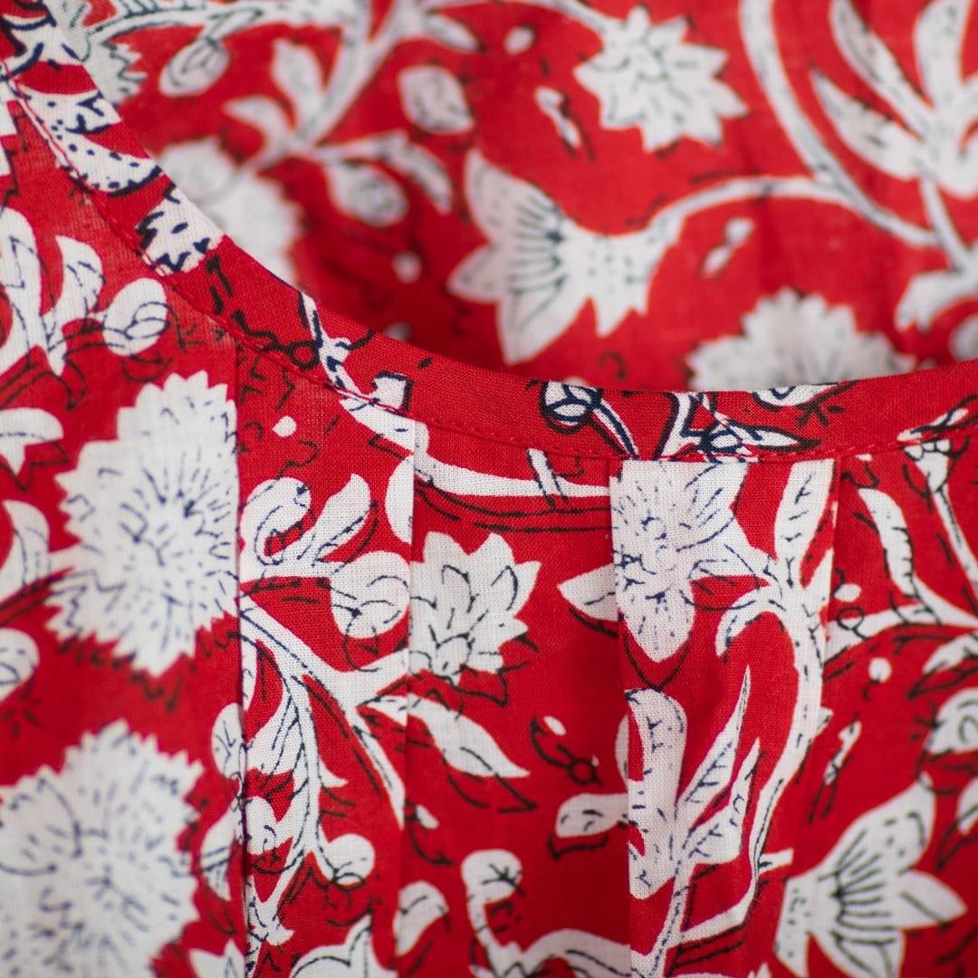 Botanical Cotton Blouse - Red
