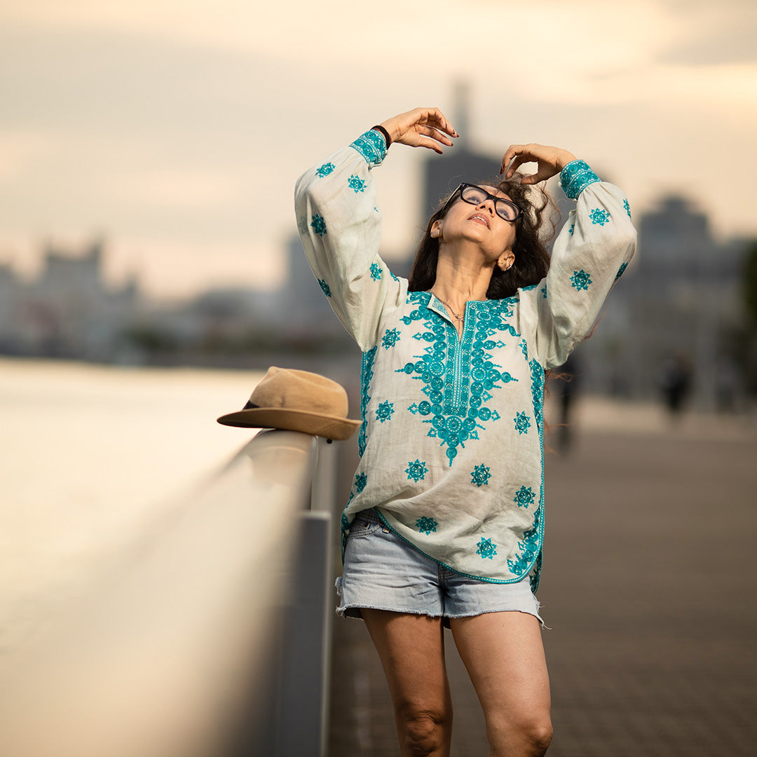 Hira Blouse - Turquoise