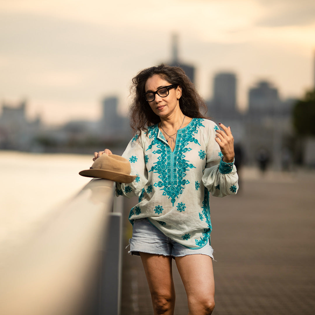 Hira Blouse - Turquoise