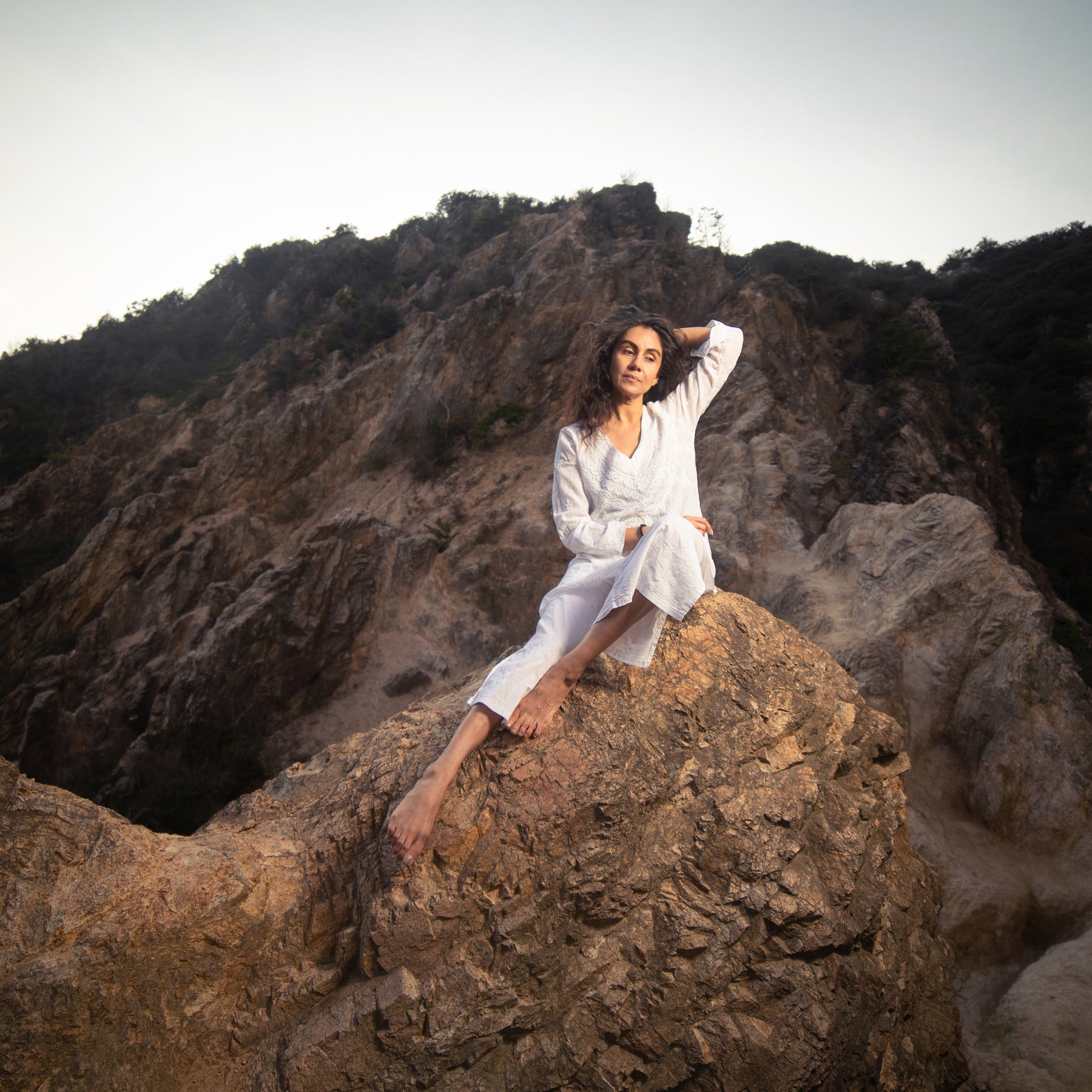 Slit Pants - White