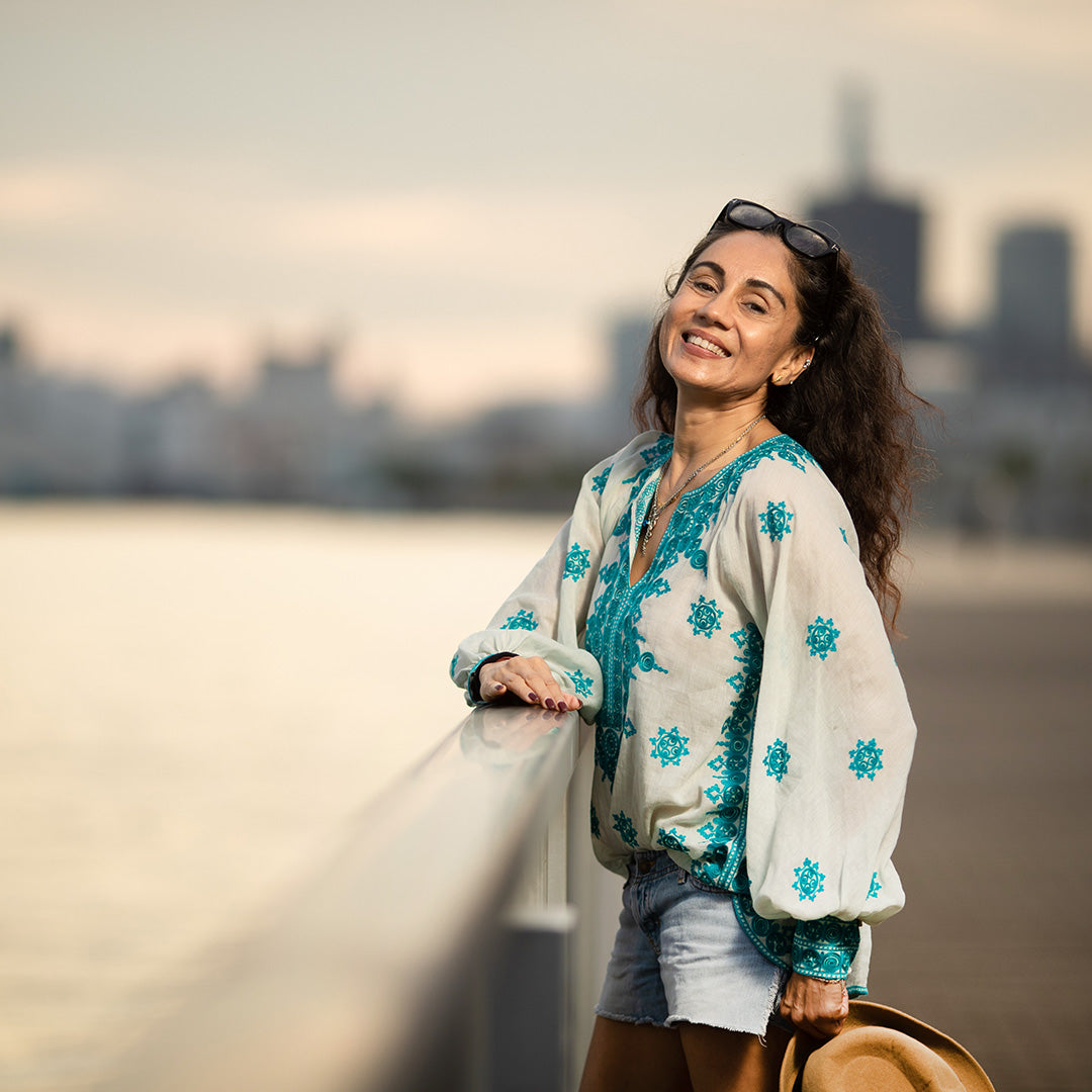 Hira Blouse - Turquoise