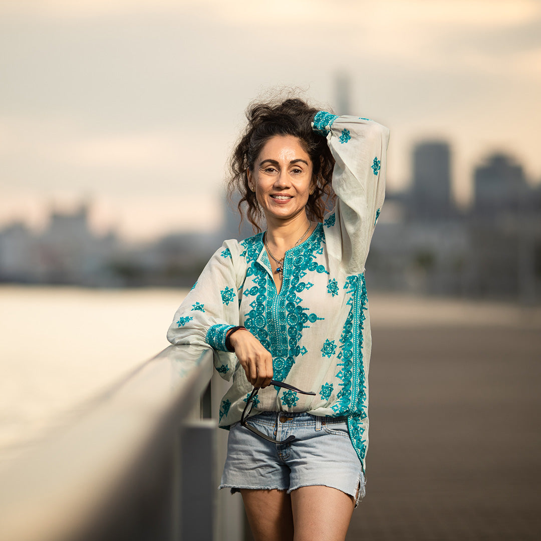 Hira Blouse - Turquoise
