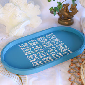 Rangoli Tray - Blue and Yellow