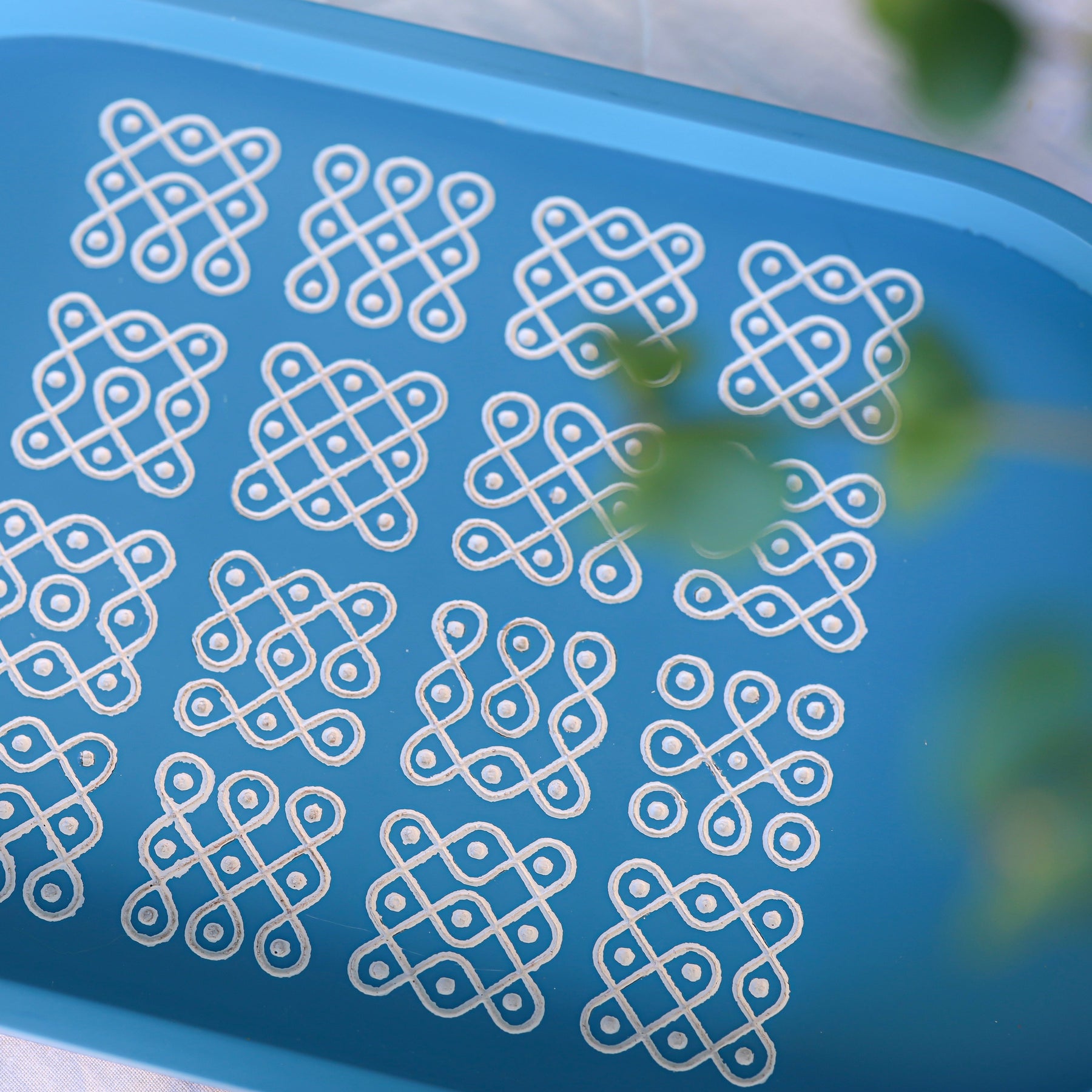 Rangoli Tray - Blue and Yellow