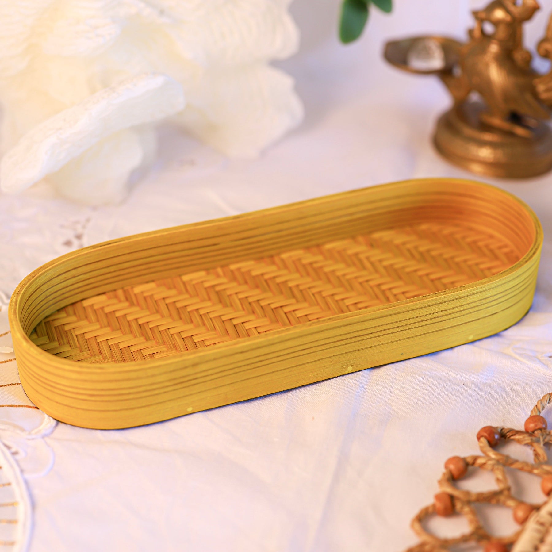 Veda Bamboo Tray - Yellow