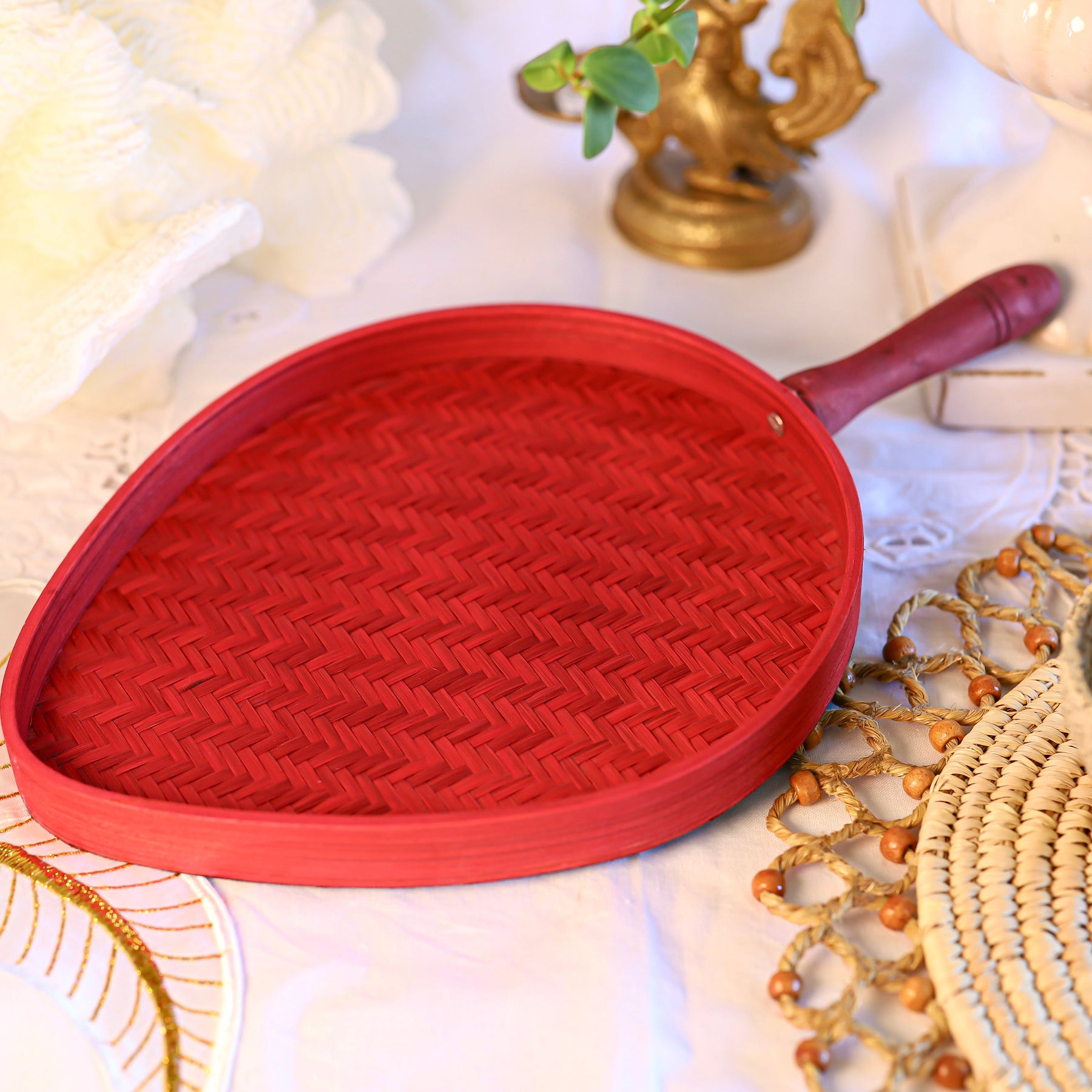 Veda Bamboo Tray - Red