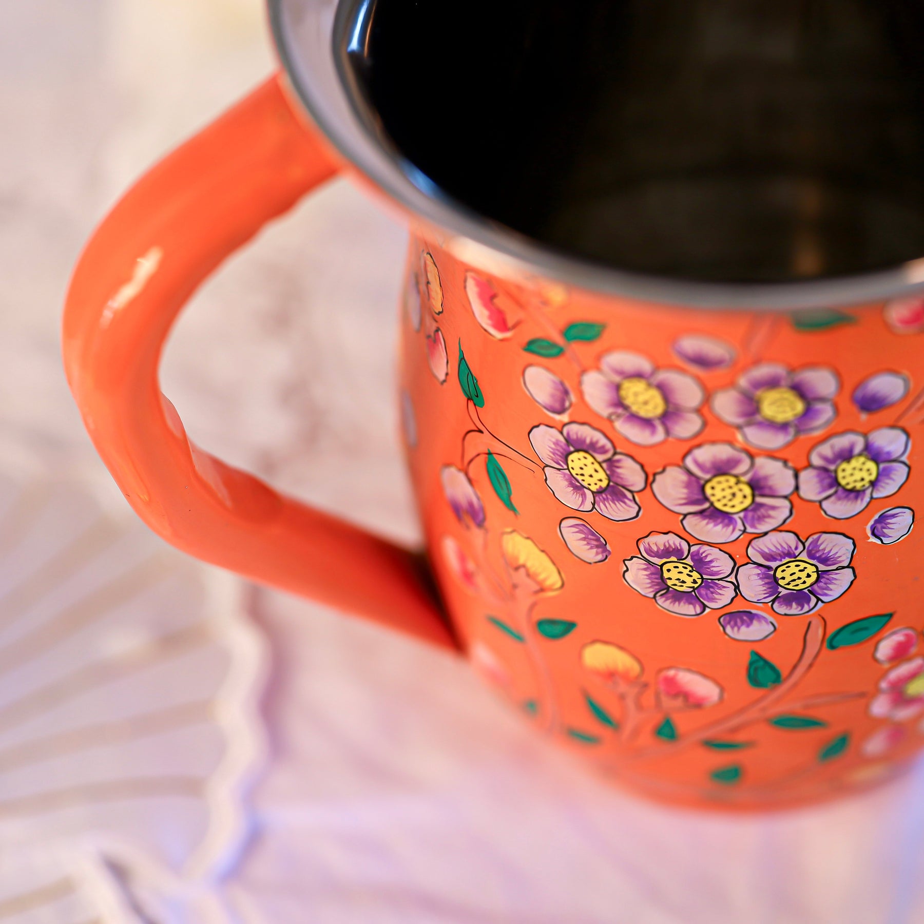 Orange Blossom Enamel Jug