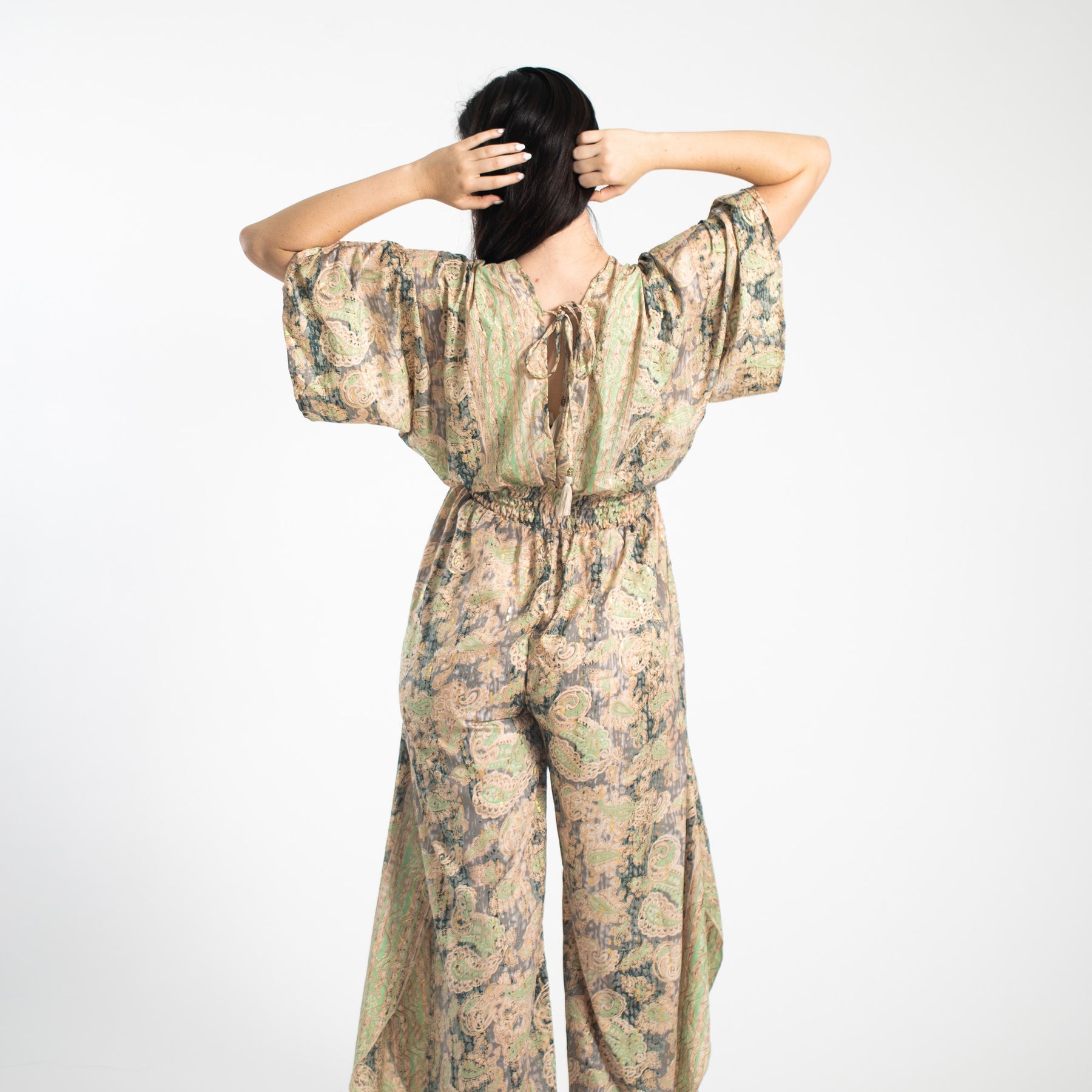 paisley print jumpsuit green