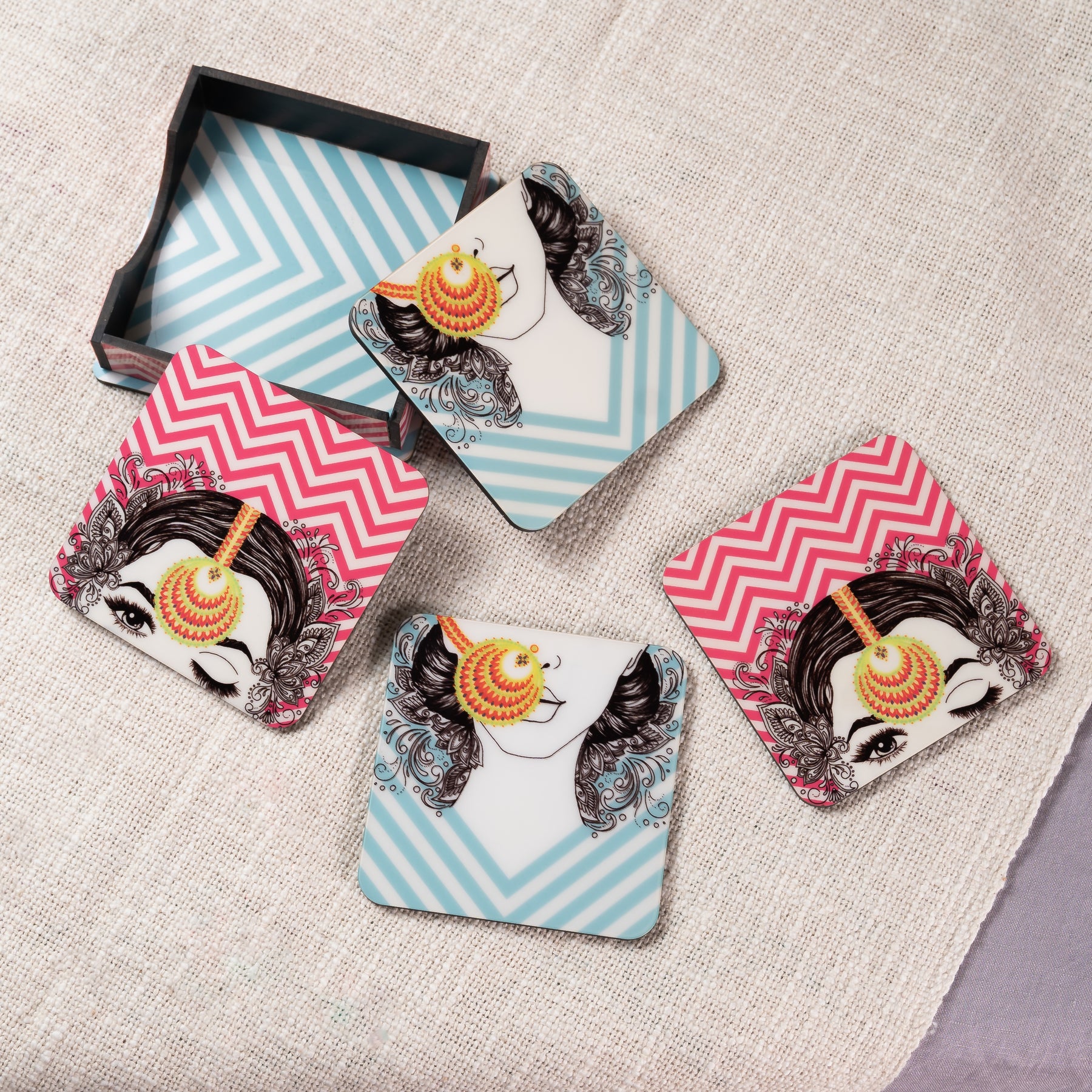 Square wooden coasters (set of 6)