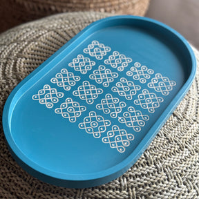 Rangoli Tray - Blue and Yellow