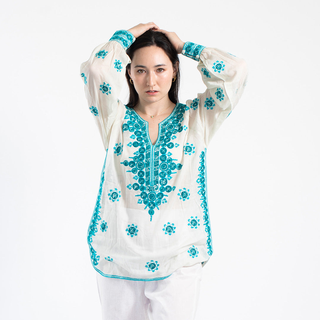 pullover blouse (turquoise blue)