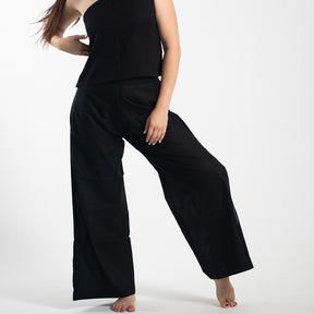 Wide pants with slit (black) 