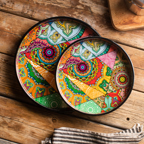 colorful round tray